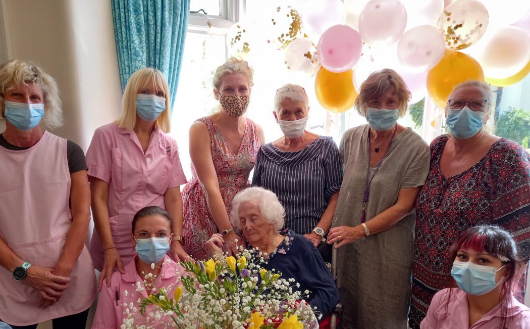 Una - celebrates her 101st birthday at Friary Care in Weymouth
