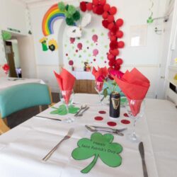 Table is laid for St Patricks Day at Friary Care