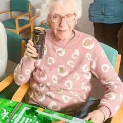 St Patricks Day at Friary Care - Enjoying a Guiness