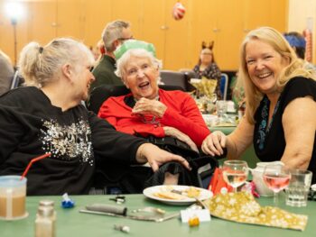residents and families at friary care christmas party