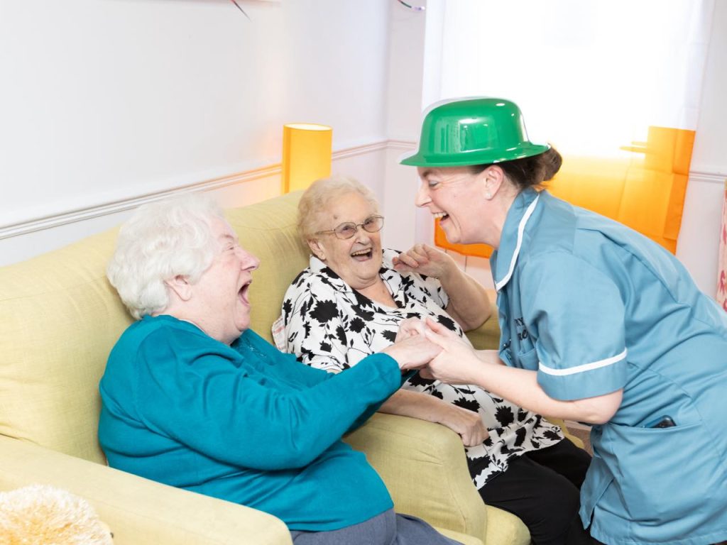 care staff celebrating st patricks day