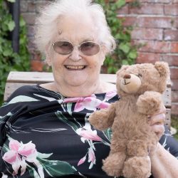 friary care resident with teddy