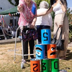 resident playing games in the garden
