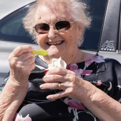 resident eating an ice cream
