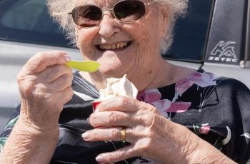 resident eating an ice cream