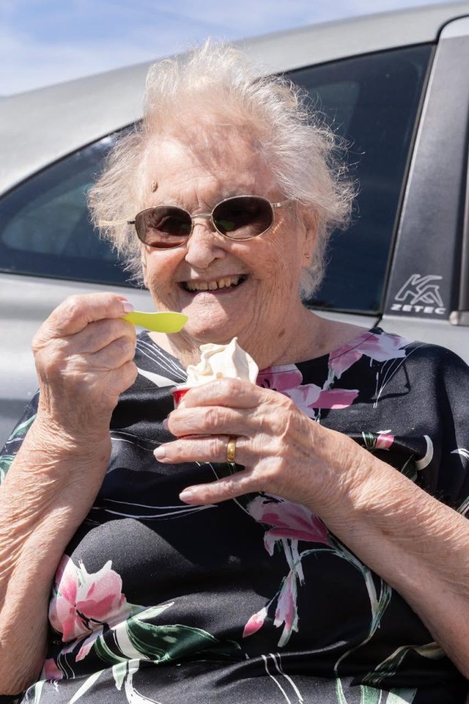 resident eating an ice cream