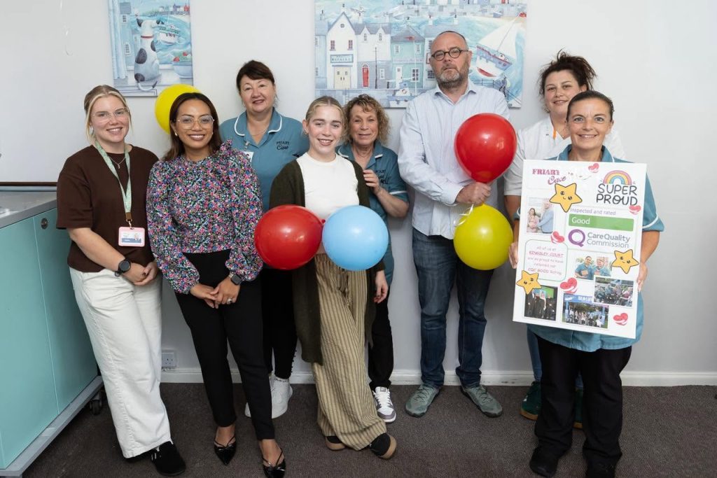 friary care team celebrating after receiving good rating